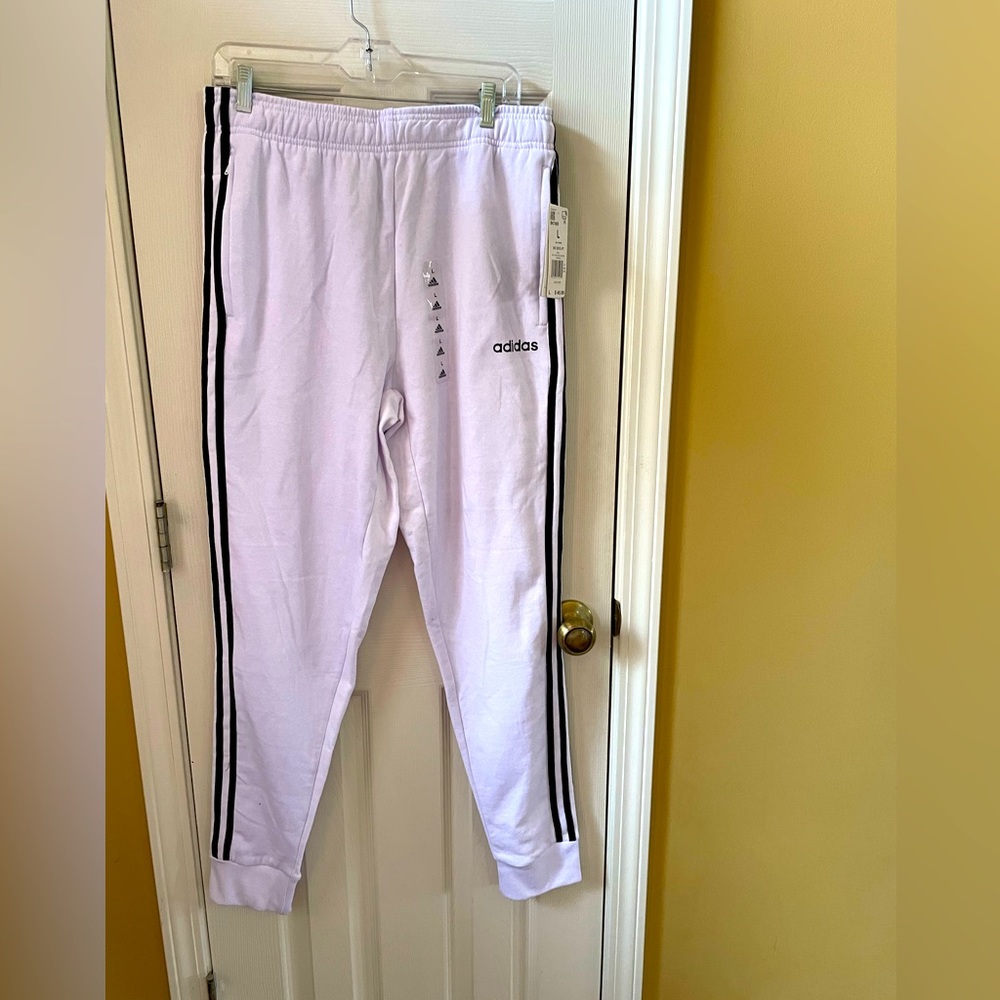 Mens adidas white sweat pants size L